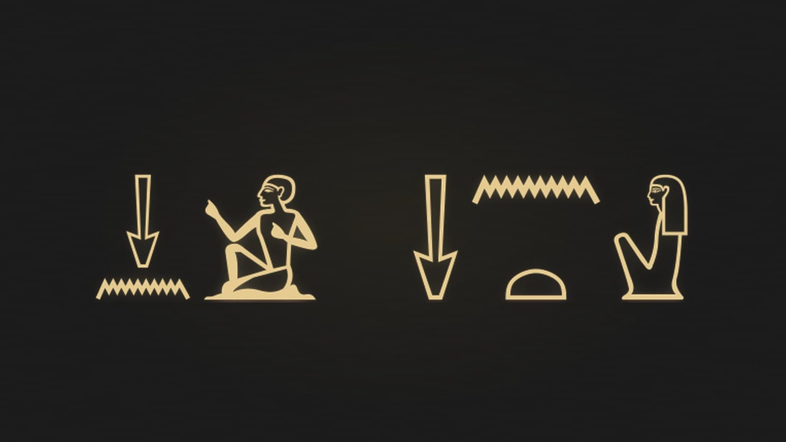 The Egyptian words for brother and sister written in hieroglyphs, rendered in gold