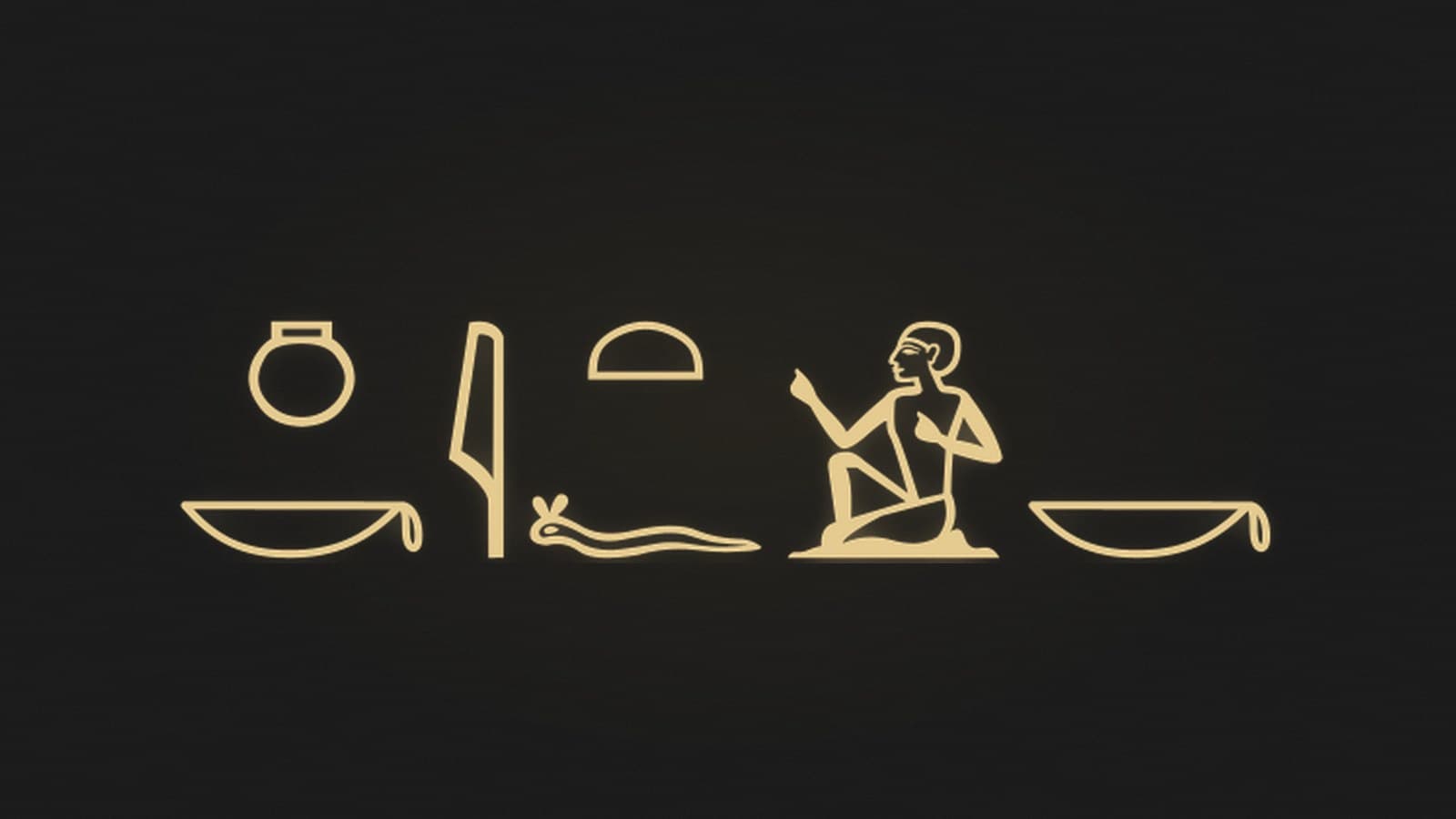 The Egyptian sentence I am your father written in hieroglyphs, rendered in gold