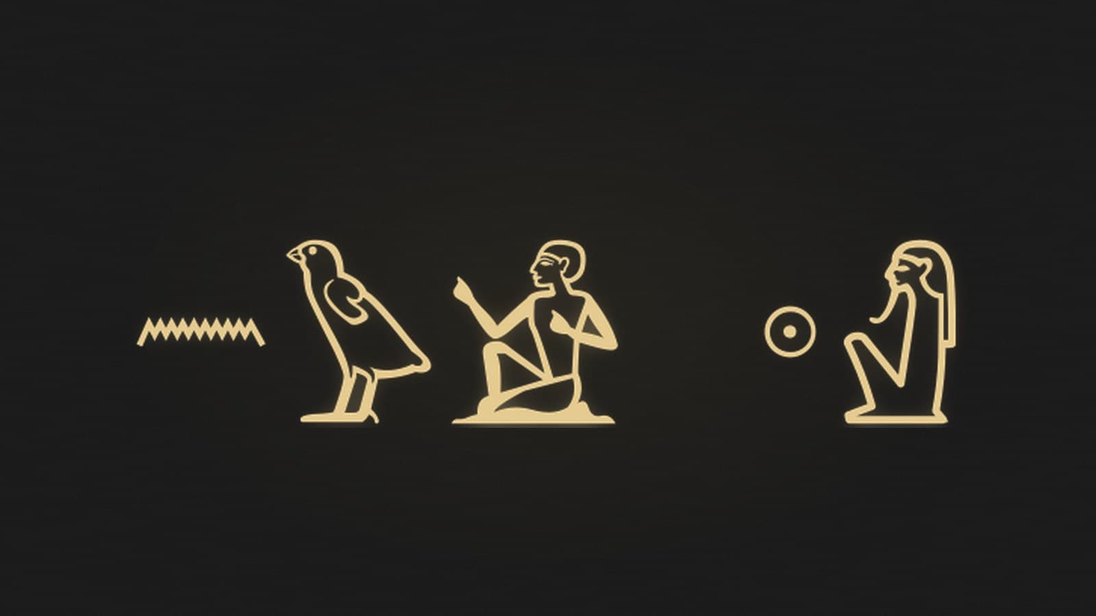 The Egyptian sentence I belong to Re written in hieroglyphs, rendered in gold