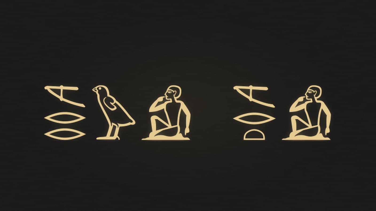 The Egyptian words who is loved and to love written in hieroglyphs, rendered in gold
