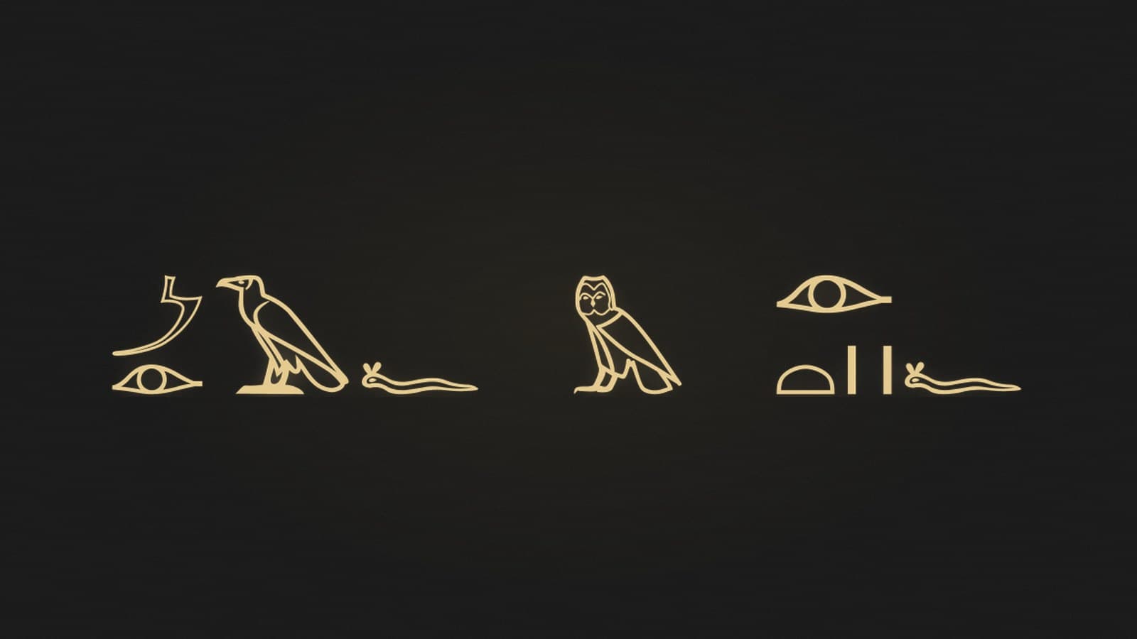 The Egyptian wish may he see with his eyes written in hieroglyphs, rendered in gold