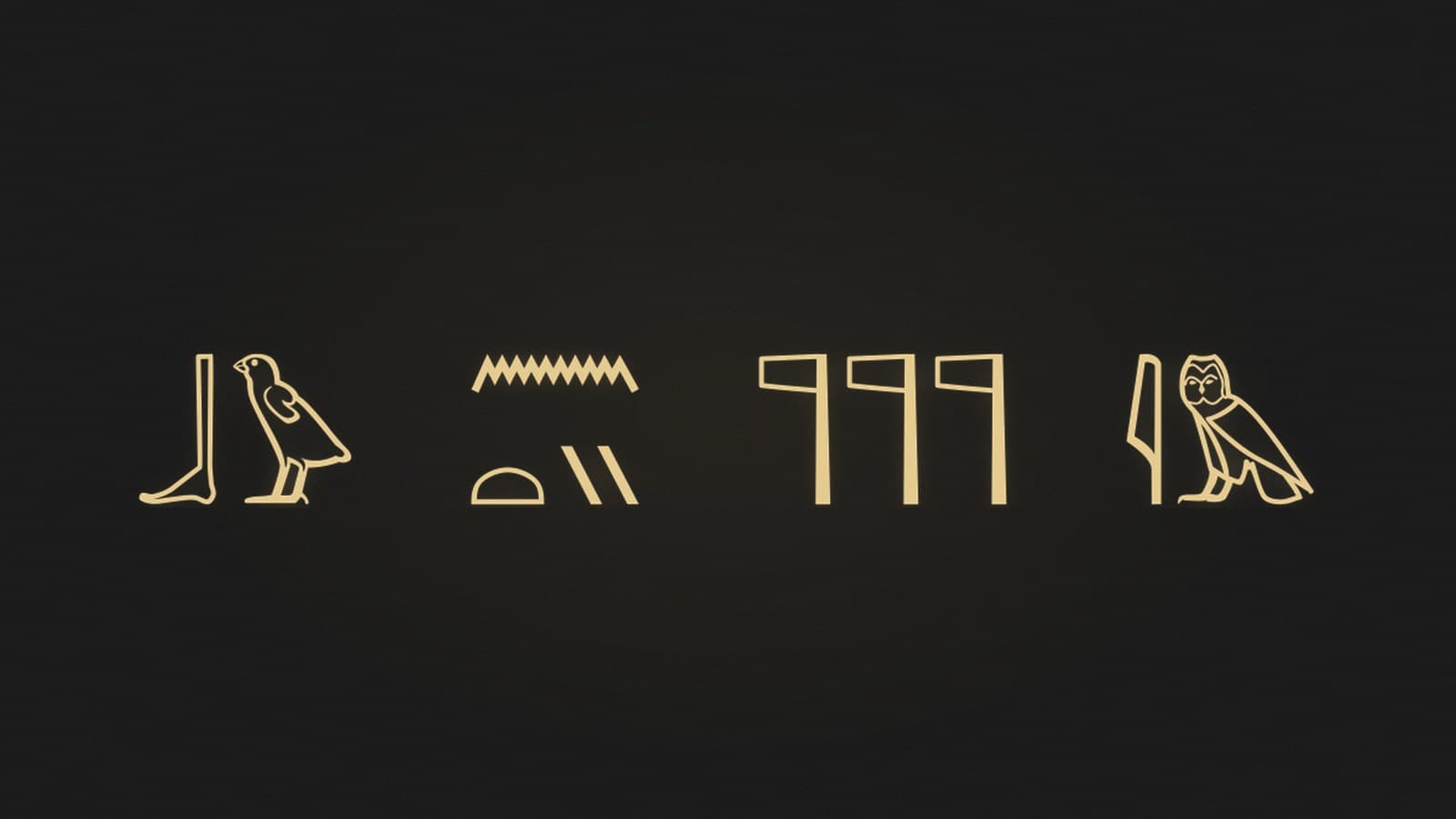 The Egyptian phrase the place where the gods are written in hieroglyphs, rendered in gold
