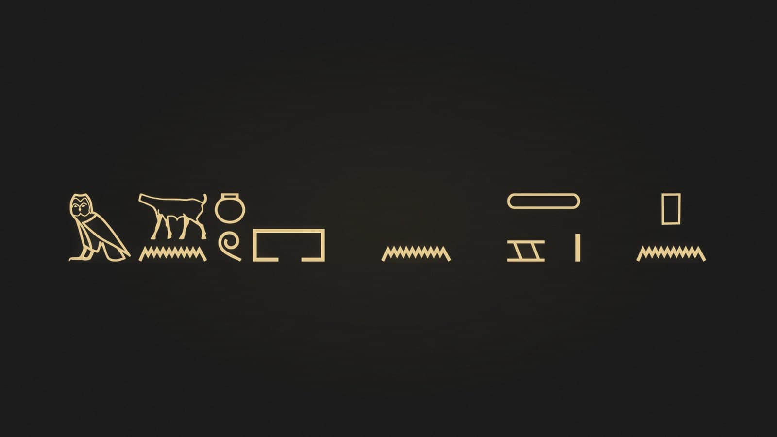The Egyptian phrase within this isle written in hieroglyphs, rendered in gold