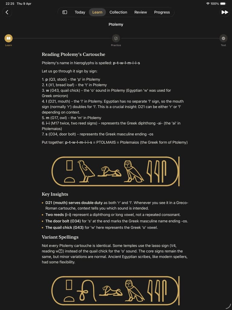 Hierolyte on iPad - course lesson
