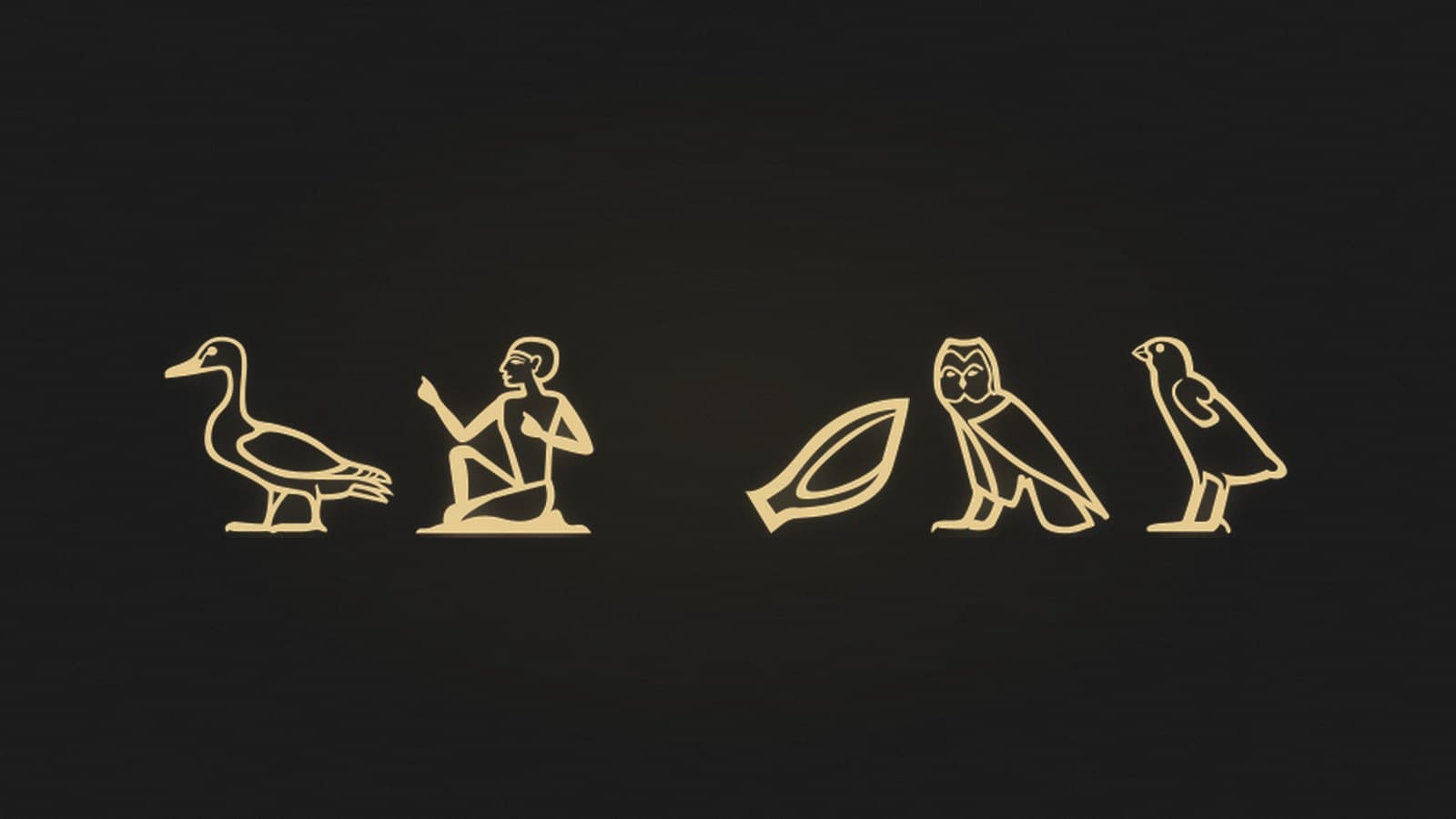 The Egyptian phrase a hearing son written in hieroglyphs, rendered in gold