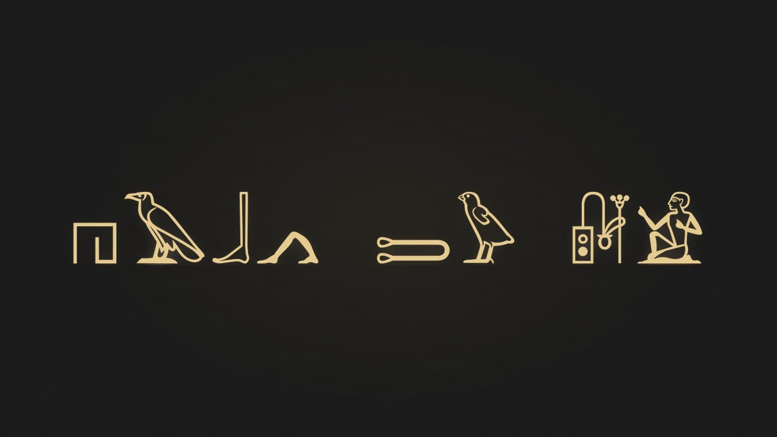 The Egyptian sentence the scribe sends you written in hieroglyphs, rendered in gold