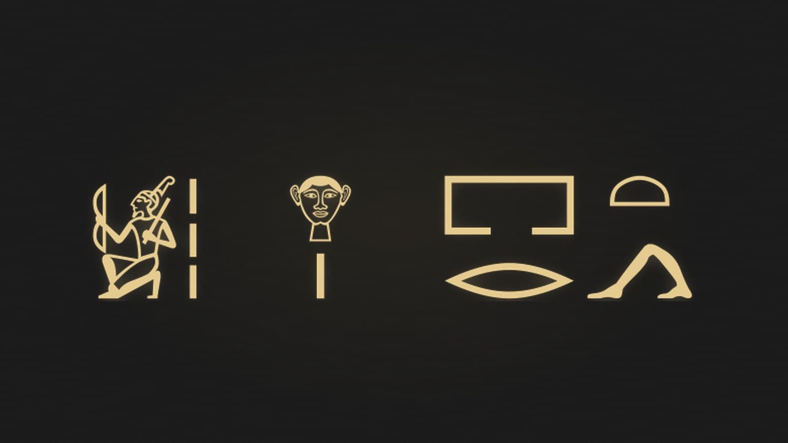 The Egyptian sentence the army is going forth written in hieroglyphs, rendered in gold