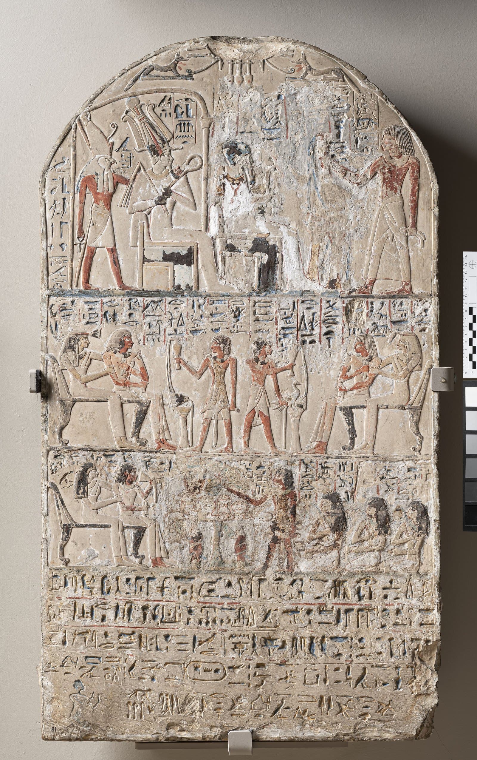 Painted limestone funerary stela of the standard-bearer Maienhekau