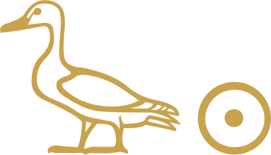 The duck and sun disc hieroglyphs of the Son of Ra title