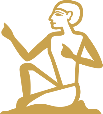 The Egyptian hieroglyph known as the seated man sign, A1