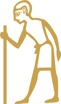 The Egyptian hieroglyph known as the old man sign, A19