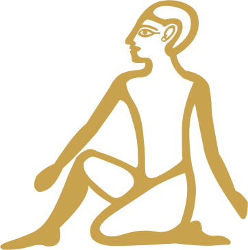 The Egyptian hieroglyph known as the fatigued man sign, A7