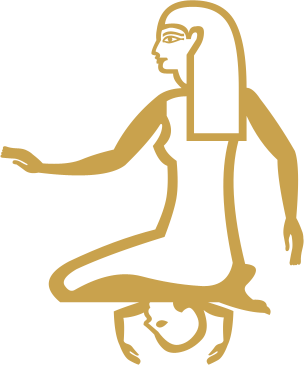 The Egyptian hieroglyph known as the giving birth sign, B3