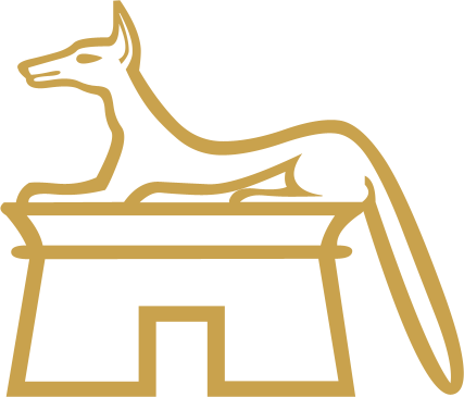 The Egyptian hieroglyph known as the wolf lying variant sign, E16