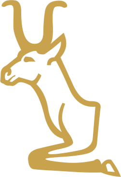 The Egyptian hieroglyph known as the front of animal sign, F6
