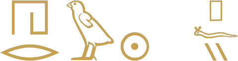 The Egyptian phrase that day written in hieroglyphs, ending with the sun disc and then a stool, a horned viper and two strokes