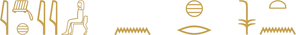 The Egyptian phrase one honoured by the king written in hieroglyphs, ending with the word for king