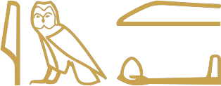 The Egyptian word give written in hieroglyphs: a reed leaf, an owl, and a long flat sign over an arm holding a rounded loaf