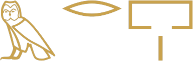 The Egyptian title overseer of the house written in hieroglyphs: an owl, a mouth and a house plan
