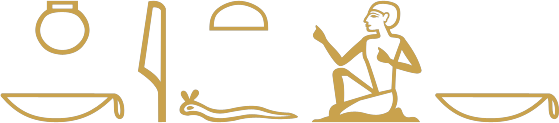 The Egyptian sentence I am your father written in hieroglyphs: the pronoun ink, then the word for father with a seated man, then a basket for your