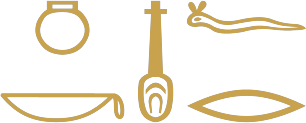 The Egyptian sentence I am good written in hieroglyphs: the pronoun ink followed by the heart and windpipe sign for nfr