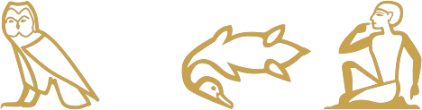 The Egyptian sentence do not fear written in hieroglyphs: an owl for m, then a trussed goose and a man with hand to mouth